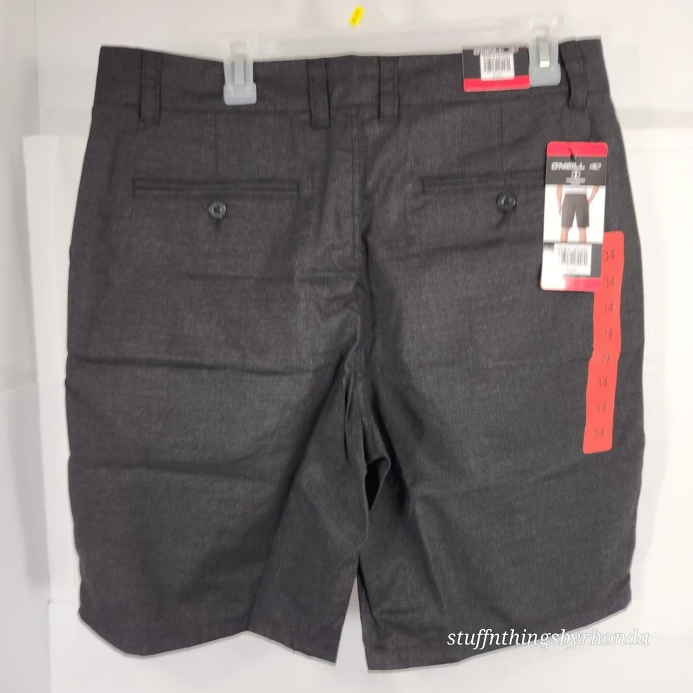 New O'NEILL Drive Men's Blk 2 Way Stretch Shorts, Sz 34, Golf, Casual, Bermuda
